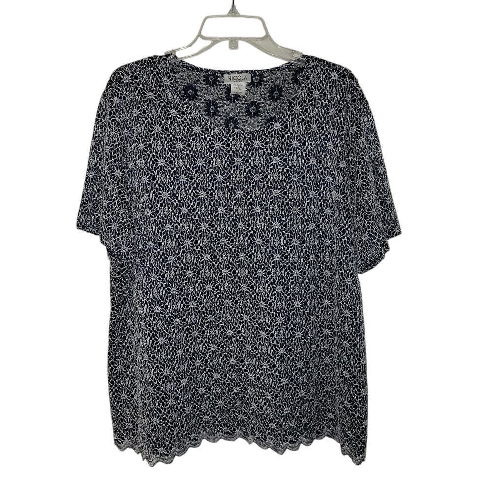 NICOLA Black and White Short Sleeve Blouse Sizes 3x